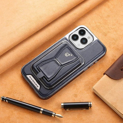 Leather magnetic holder phone protective case with multi-function card holder