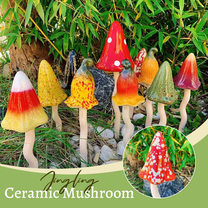 Tinkling Toadstools Ceramic Mushrooms for Garden Decoration