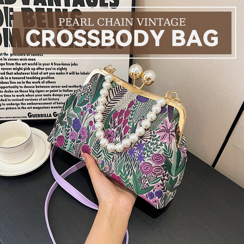 Pearl Chain Vintage Crossbody Bag