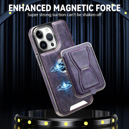 Leather magnetic holder phone protective case with multi-function card holder