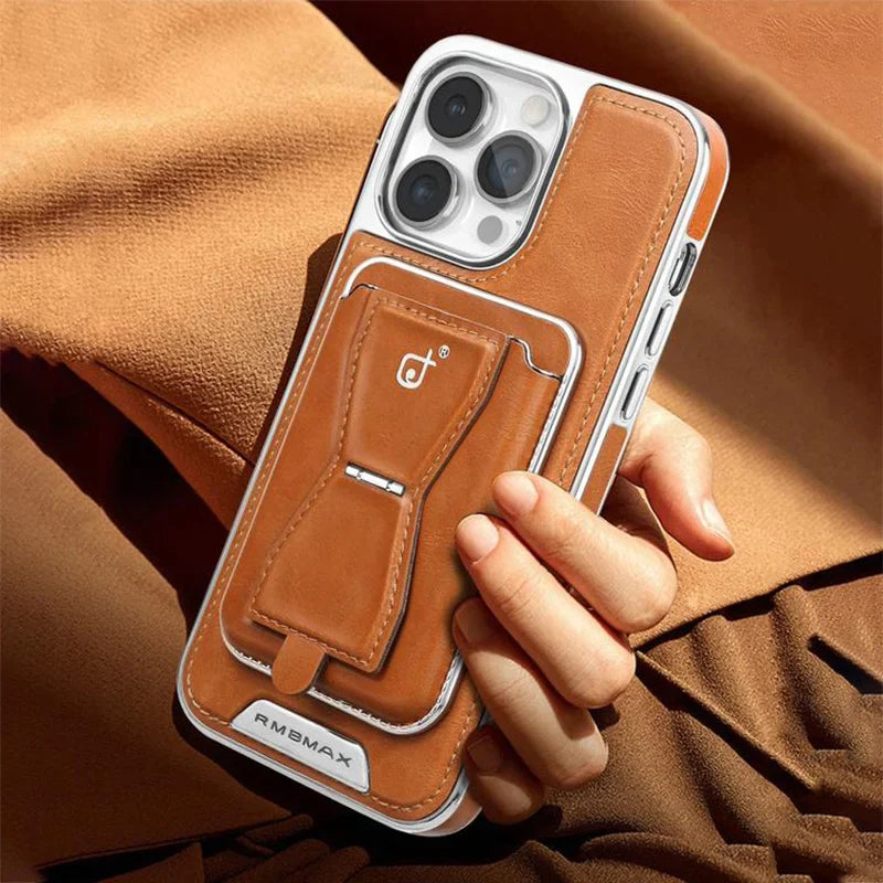 Leather magnetic holder phone protective case with multi-function card holder