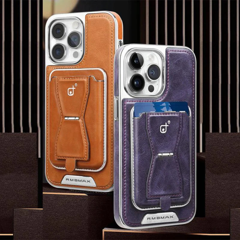 Leather magnetic holder phone protective case with multi-function card holder