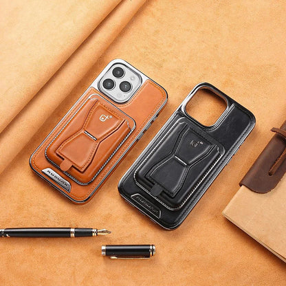 Leather magnetic holder phone protective case with multi-function card holder