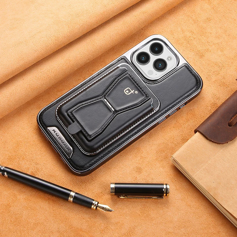 Leather magnetic holder phone protective case with multi-function card holder